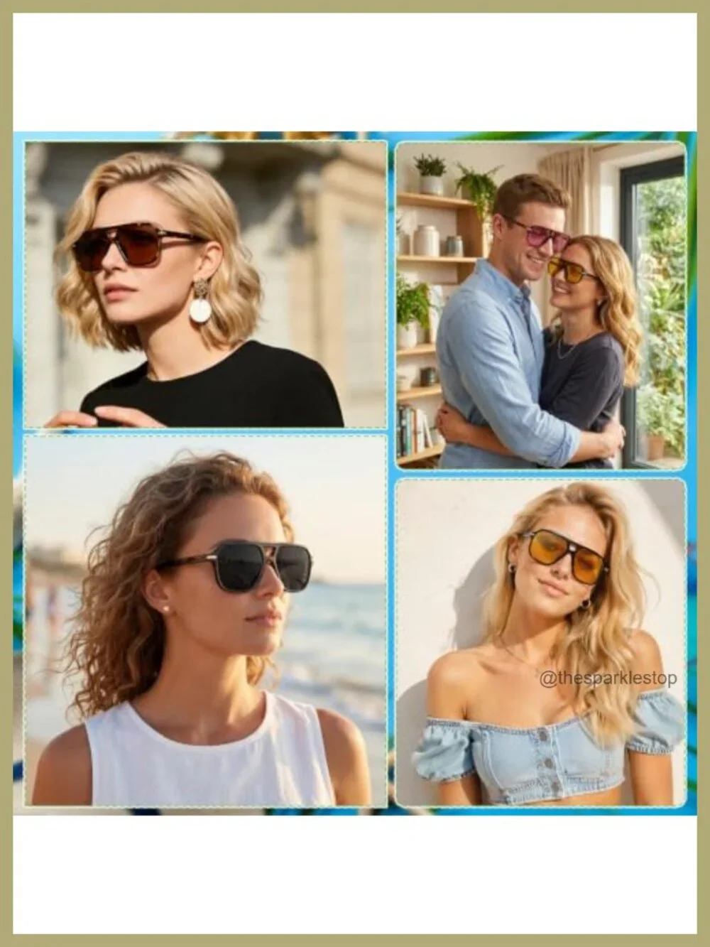 Oversized Square Sunglasses UV400 Retro 70s 80s 90s Unisex 3-Pack